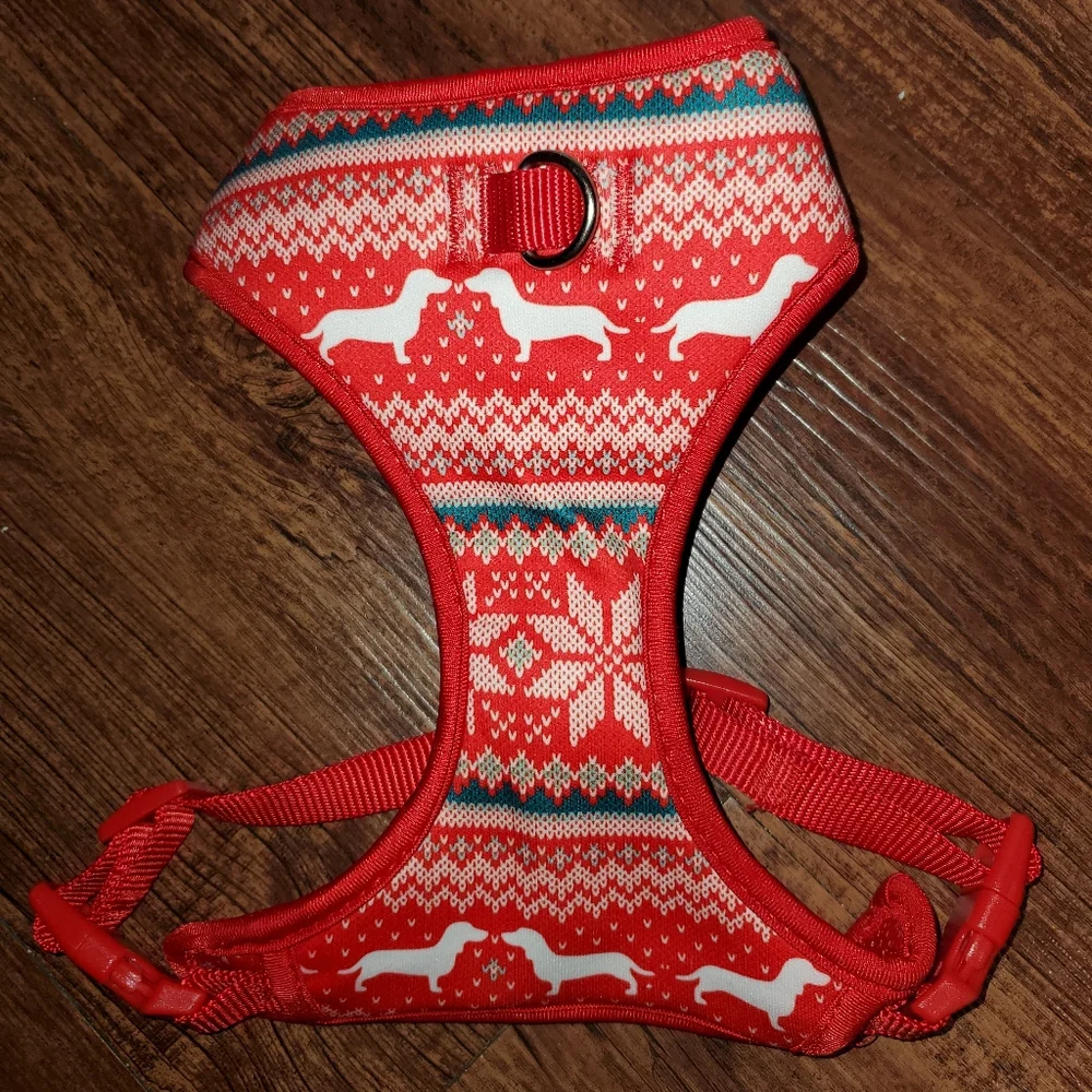 New Fair Isle Pet Christmas Print Harness Socks & Leash Set-Small